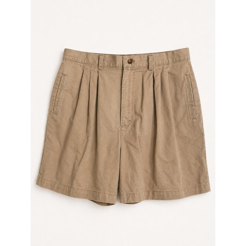 Vintage Lands End Khaki Shorts Womens Size 18 Pleated Chino USA Made Y2K